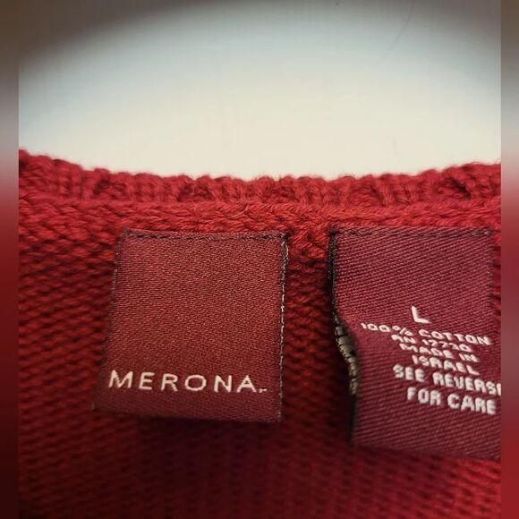 Merona Red V-Neck Sweater with Black Argyle Pattern - Size L - Picture 4 of 4
